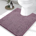 Smiry Luxury Chenille Toilet Rugs U-Shaped 24x20, Soft Absorbent Non-Slip Contour Bathroom Rugs for Toilet, Machine Washable Contoured Bath Mats, Deep Plum by Smiry