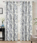 DriftAway Linen Printed Blackout Curtains Tree Branch Pattern Double Layer 102 Inches Long for Bedroom Classic Thermal Insulated Summer Sound Lined Grommet Drapes for Living Room 2 Panels Blue/Linen by DriftAway