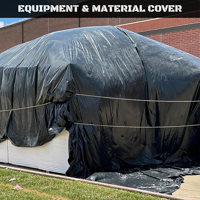Plastic Sheeting 4 MIL Black (10x100) Roll for Tarp, Garden, Painters Drop Cloth, Plastic Mulch, Weed Barrier, Underlayment, Concrete Curing, Moisture, Vapor, Construction Film, Lumber, Ground Cover - Image 6