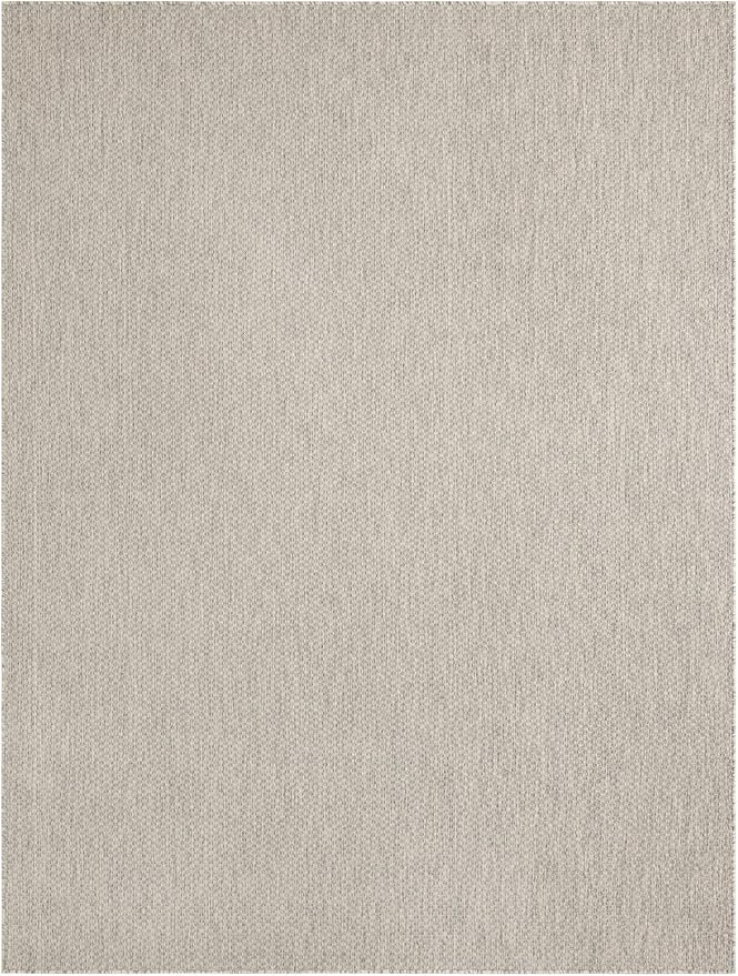 Unique Loom Outdoor Solid Collection Area Rug (7' 10" x 10' Rectangle Light Gray/Ivory) - Image 3