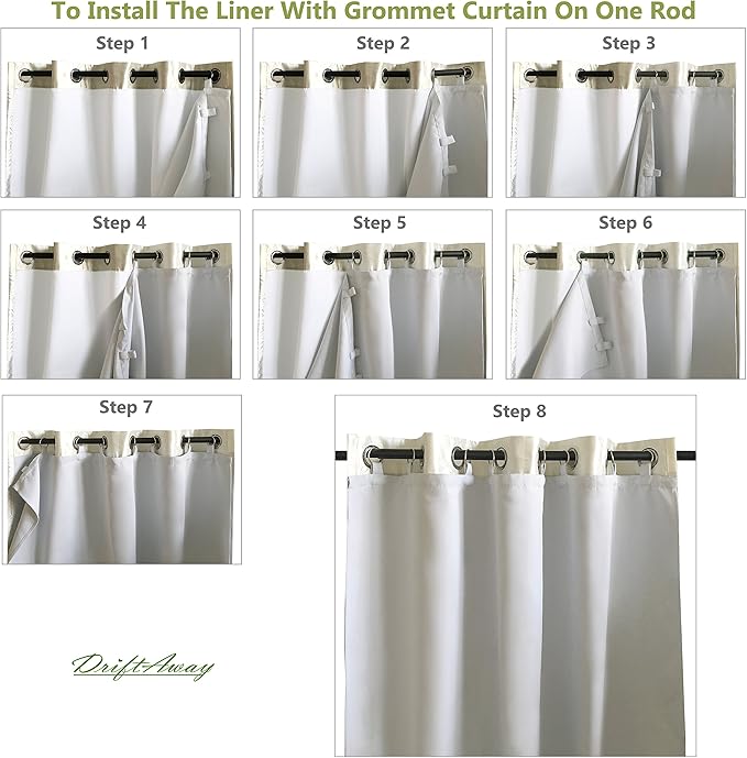 DriftAway Thermal Insulated Blackout Curtain Liner 2 Panels Each Liner Size 50 Inch by 58 Inch Rings Included - Image 3