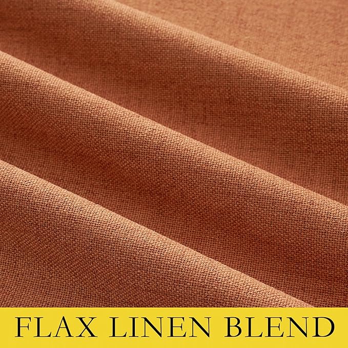 NICETOWN 100% Absolutely Blackout Linen Curtains with Thermal Insulated Liner, Terracotta, 52" Wide, 2 Panels, 84 inches Long Drapes, Grommet Retro Linen Curtains Vertical Drapes Privacy for Bedroom - Image 7