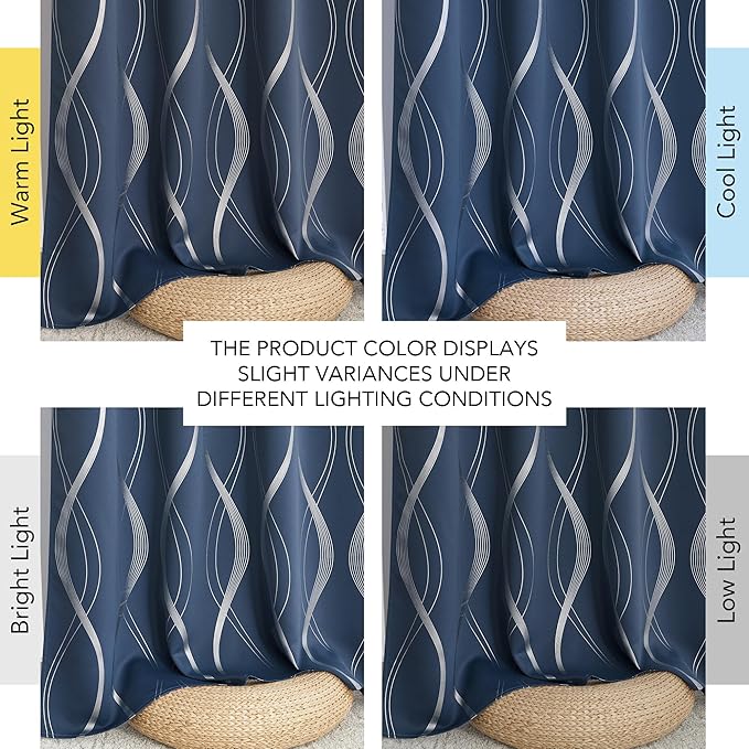 NICETOWN 100% Blackout Stone Blue Curtains for Living Room, Easy Care Solid Thermal Insulated Grommet Room Darkening Panels/Drapes for Boys Bedroom Decoration (2 Panels, 52" by 84") - Image 8