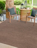 Unique Loom Collection Casual Transitional Solid Heathered Indoor/Outdoor Flatweave Area Rug (13' Square, Light Brown/Ivory) by UniqueLoom