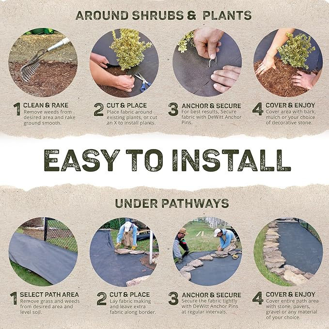 Dewitt 2-Pack Pro-5 Weed Barrier Fabric 5 oz, 6 x 250 Feet – Heavy-Duty Woven Landscape Ground Cover Mat for Raised Garden Bed, Greenhouse Gardening, Outdoor Landscaping, and Commercial Planting - Image 4