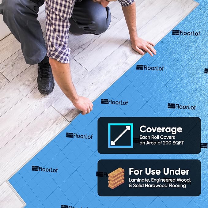 BlueStep Underlayment with Moisture Barrier for Laminate and Wood Floors, (200 sq.ft Roll) - Image 4