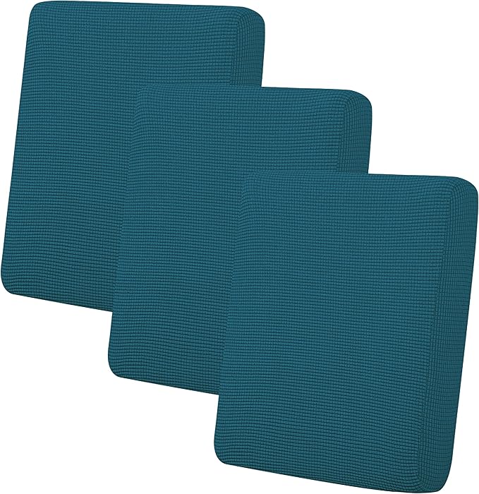 Easy-Going Stretch Individual Chair Couch Cushion Cover Sofa Cushion Furniture Protector Sofa slipcover Soft Flexibility with Elastic Bottom (3-Piece Sofa Cushion Cover, Peacock Blue) by Easy-Going