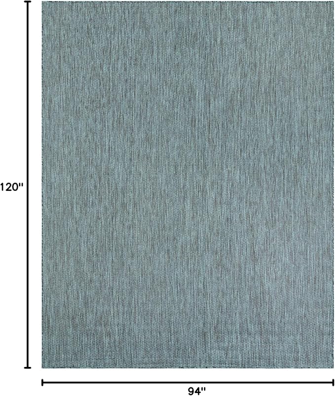 Unique Loom Outdoor Solid Collection Area Rug (7' 10" x 10' Rectangle Teal/Navy Blue) - Image 2
