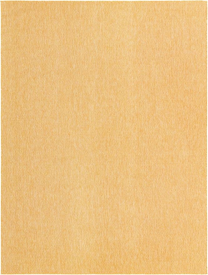 Unique Loom Collection Casual Transitional Solid Heathered Indoor/Outdoor Flatweave Area Rug (9' x 12' Rectangle, Corn Harvest Yellow) - Image 3