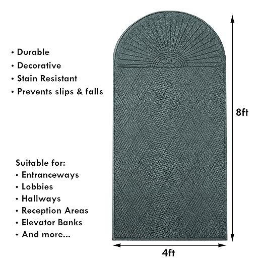 Guardian EcoGuard Diamond w/Single Fan Indoor Wiper Floor Mat, Recycled Plactic and Rubber, 4'x8', Charcoal Black - Image 3