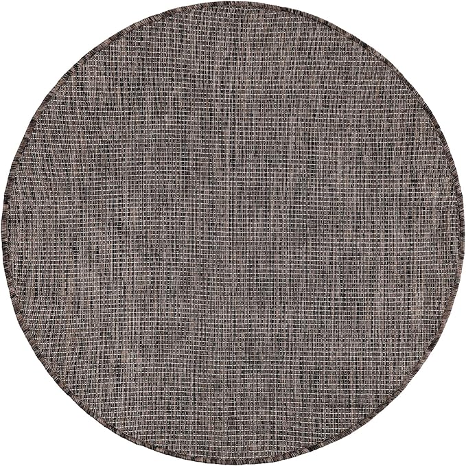 Unique Loom Outdoor Solid Collection Area Rug (3' 3" Round Light Brown/Ivory) - Image 2