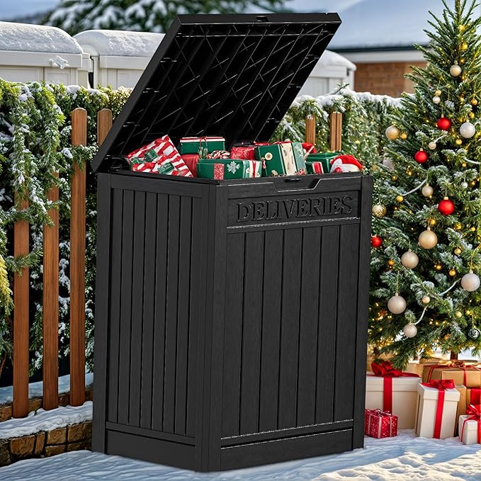 YITAHOME Resin Package Delivery Box 51 Gallon, Secure Lockable Resin Package Delivery Container, Deck Box for Porch & Curbside, Black - Image 9