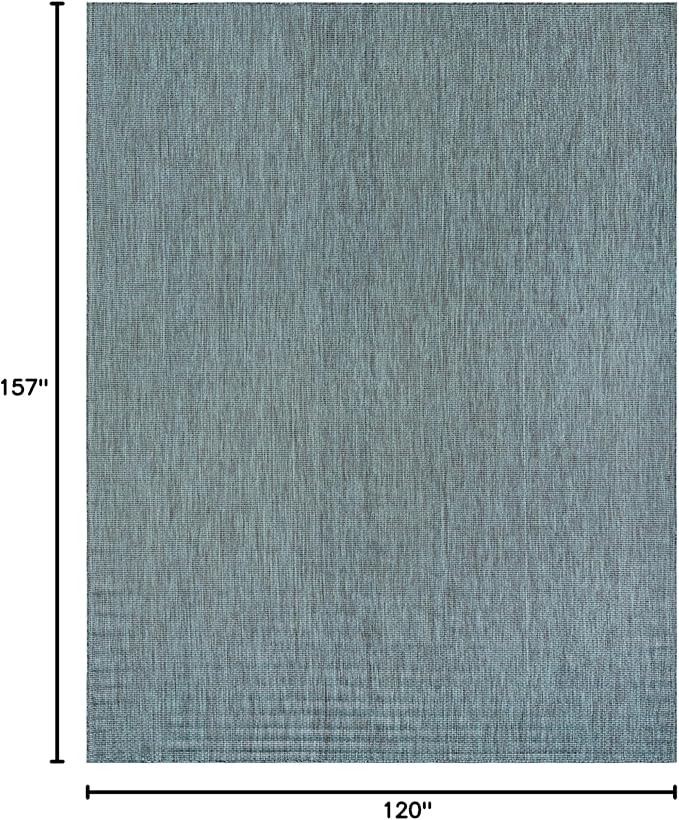 Unique Loom Outdoor Solid Collection Area Rug (10' x 13' 1" Rectangle Teal/Navy Blue) - Image 2