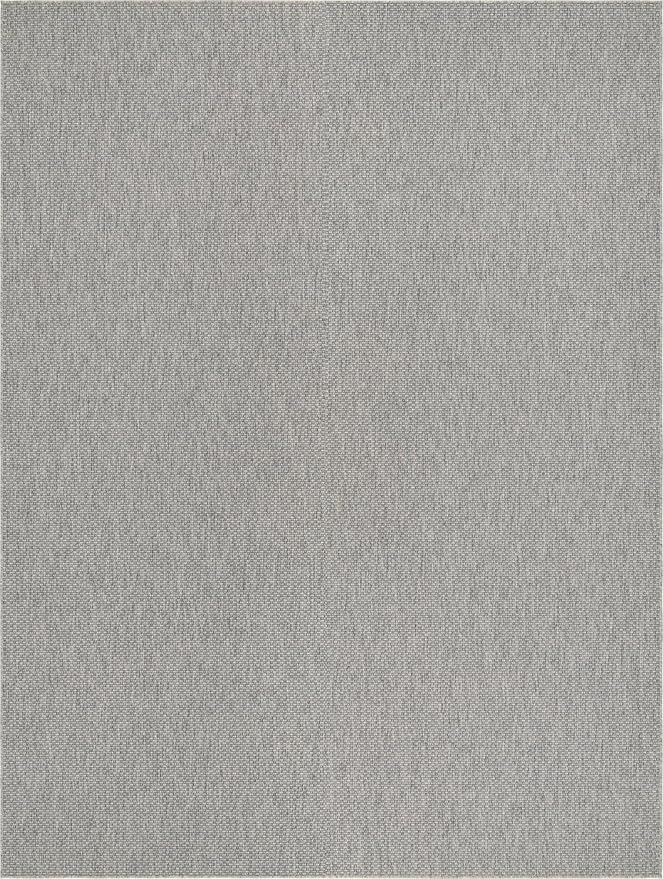 Unique Loom Collection Casual Transitional Solid Heathered Indoor/Outdoor Flatweave Area Rug (10' x 13' Rectangle, Light Gray/Ivory) - Image 8
