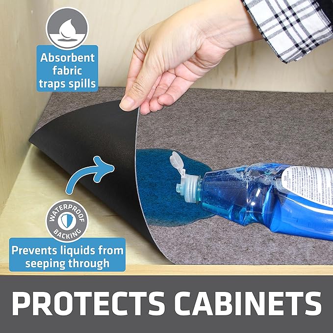 Drymate Premium Under Sink Mat, Waterproof Cabinet Protection Mats for Kitchen & Bathroom, Absorbent Shelf Liners, Slip-Resistant, Non-Adhesive, Machine Washable (USA Made)(24”x29”)(Light Grey) - Image 2