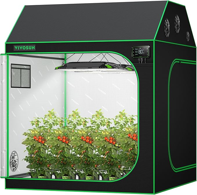 VIVOSUN R556 5x5 Grow Tent, 60"x60"x72" Roof Cube Tent with Observation Window and Floor Tray for Hydroponics Indoor Plant for VSF6450 by VIVOSUN