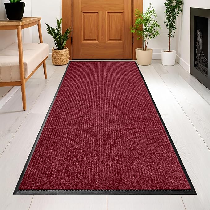 MaxMat® Extra Large Commercial Door Mat, Rubber Border Heavy Duty Door Mat, Waterproof, Low-Profile, Easy to Clean, Rubber Entry Mat. (Red, 4 x 8 Feet) by MaxMat