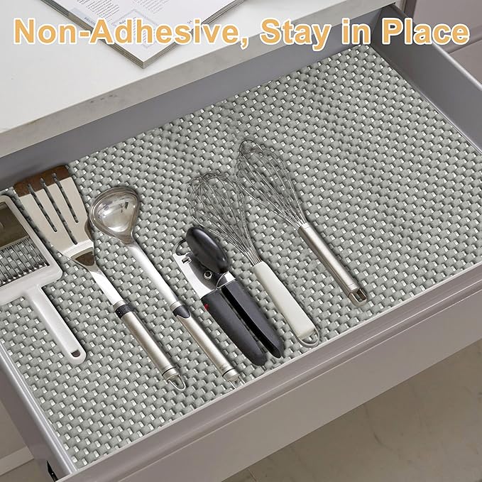 Shelf Liner for Kitchen Cabinet, Durable with Strong Grip, Non Adhesive Liners Protect Kitchen Cabinets and Cupboard, Pantry, Bathroom Drawers and Shelves, Desks-12" x 120" (Gray) - Image 2