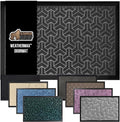 GORILLA GRIP 100% Waterproof All-Season WeatherMax Doormat, US Designed Natural Rubber, Stain and Fade Resistant, Low Profile Indoor Outdoor Door Mats, Easy Clean Patio Mat, 17x29, Slate Geometric by GorillaGrip