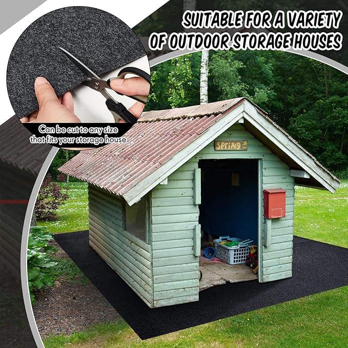 Haull Outdoor Storage Shed Floor Mat Waterproof Outdoor Carport Mat Thickened Soft Patio Furniture Pad Washable with Non Slip Backing, Storage Shed Not Included(4 x 5 ft) - Image 5