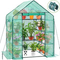 Greenhouse for Outdoors with Screen Windows, Ohuhu Upgraded 4 Tiers 11 Shelves Walk-in Greenhouses with Durable PE Cover, Outside Garden Plastic Green House with Ground Pegs & Ropes for Stability by Ohuhu