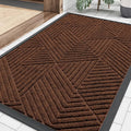 Smiry Front Door Mat Outside Entrance, Heavy Duty Sturdy Natural Rubber Doormat, Trap Dirt and Moisture, Easy Clean Low Profile Mats for Indoor Outdoor Entry, Irregular Triangle (29.5x17, Deep Coffee) by Smiry