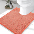 Smiry Luxury Chenille Toilet Rugs U-Shaped 24x20, Soft Absorbent Non-Slip Contour Bathroom Rugs for Toilet, Machine Washable Contoured Bath Mats, Coral by Smiry