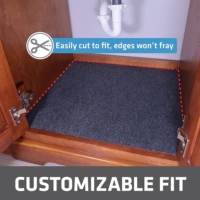 Drymate Premium XL Under Sink Mat, Waterproof Cabinet Protection Mats for Kitchen & Bathroom, Absorbent Shelf Liners, Slip-Resistant, Machine Washable (USA Made)(24”x59”)(Charcoal)(12-Pack) - Image 3