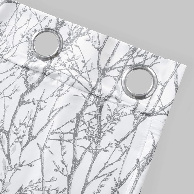 DriftAway Tree Branch Blackout Curtains Double Layer 90 Inches Long for Bedroom Printed Patterned Classic Thermal Insulated Summer Sound Lined Grommet Drapes for Living Room 2 Panels Gray/White - Image 6