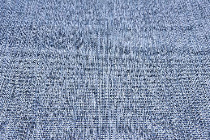 Unique Loom Collection Casual Transitional Solid Heathered Indoor/Outdoor Flatweave Area Rug (8' x 11' 4" Rectangle, Blue/Navy Blue) - Image 7