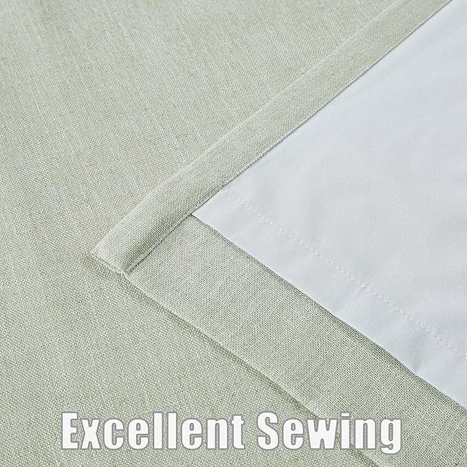 Kayne Studio Soft Green Pinch Pleated Full Blackout Curtains, Linen Blend Room Darkening Thermal Insulated Soundproof Drapes, 95 Inch Back Tab Window Curtains for Living Room Bedroom(2 Panels,40"x95") - Image 6