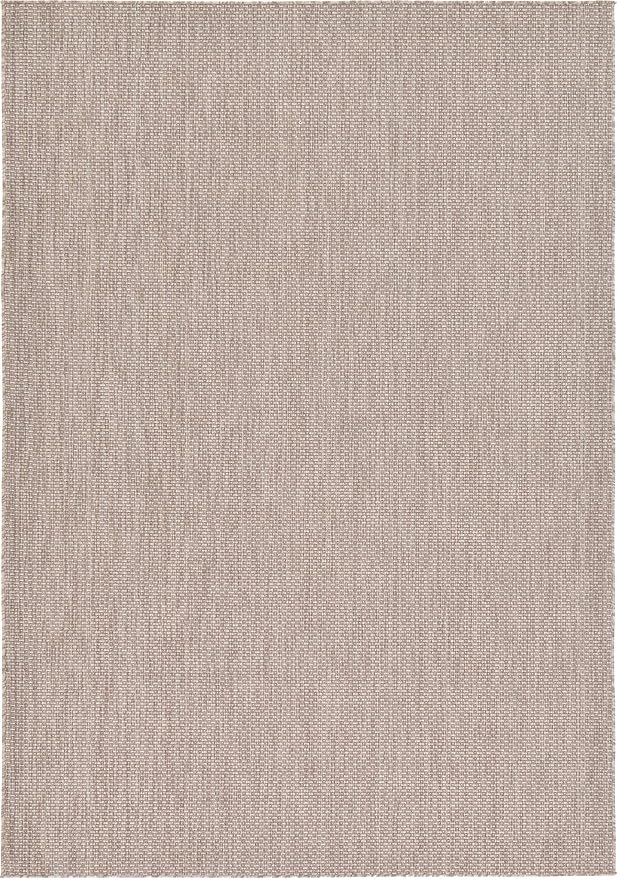 Unique Loom Collection Casual Transitional Solid Heathered Indoor/Outdoor Flatweave Area Rug (6' 1" x 9' Rectangle, Beige/Ivory) - Image 9