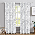DriftAway Tree Branch Blackout Curtains Double Layer 90 Inches Long for Bedroom Printed Patterned Classic Thermal Insulated Summer Sound Lined Grommet Drapes for Living Room 2 Panels Gray/White by DriftAway