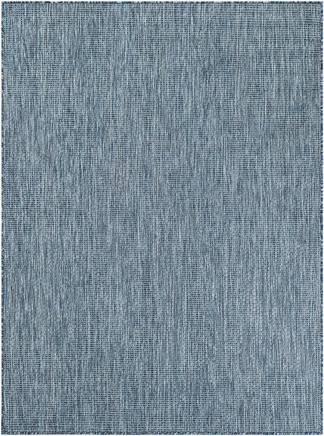 Unique Loom Outdoor Solid Collection Area Rug (5' 3" x 7' 1" Rectangle Blue/Navy Blue) - Image 3