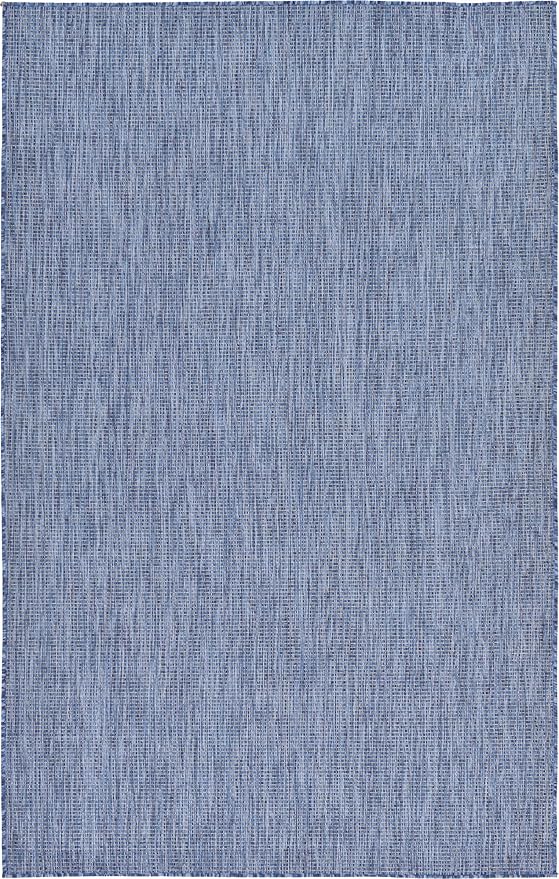 Unique Loom Collection Casual Transitional Solid Heathered Indoor/Outdoor Flatweave Area Rug (5' 3" x 8' Rectangle, Blue/Navy Blue) - Image 3