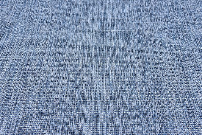 Unique Loom Collection Casual Transitional Solid Heathered Indoor/Outdoor Flatweave Area Rug (6' 1" x 9' Rectangle, Blue/Navy Blue) - Image 7