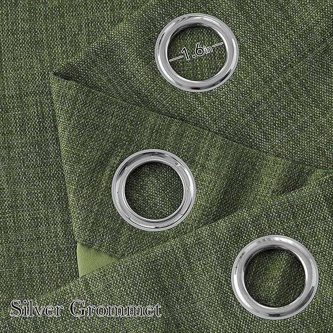 NICETOWN Short Faux Linen Froest Green Blackout Curtains 63 inches Long for Kitchen - Privacy Panels for Living Room Bedroom, Modern Farmhouse Style Easy Care Grommet Top, 2 Panels, W42 by L63 - Image 2