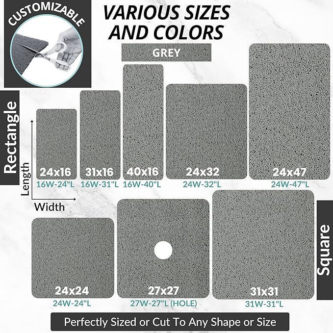 Non Slip Bathtub Mat Shower Mat for Tub - Loofah Bath Mats for Bathroom - 40x16 Bathtub Floor Mat - Textured Anti Slip Bath Mat Without Suction Cups - Secure Mat for Wet Areas (40x16 Gray) - Image 6
