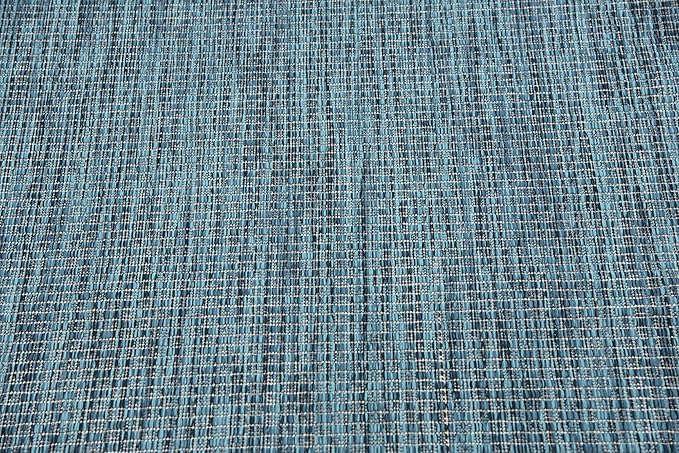 Unique Loom Collection Casual Transitional Solid Heathered Indoor/Outdoor Flatweave Area Rug (4' 1" x 6' 1" Rectangle, Teal/Navy Blue) - Image 6
