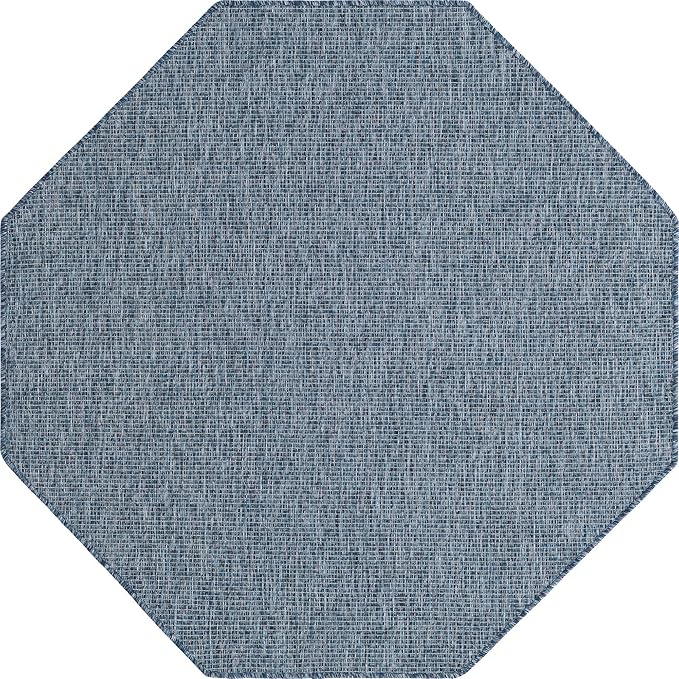 Unique Loom Outdoor Solid Collection Area Rug (5' Octagon Blue/Navy Blue) - Image 8