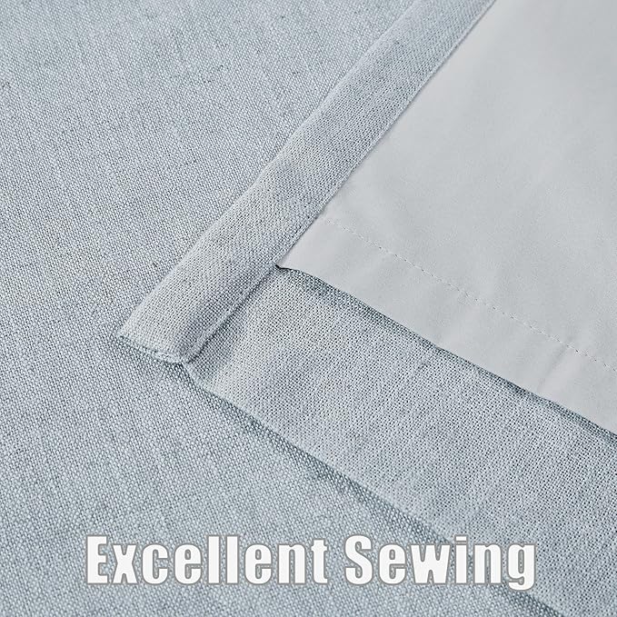 Kayne Studio Blue Fog Pinch Pleated Full Blackout Curtains 102 Inch Linen Blend Thermal Insulated Soundproof Room Darkening Back Tab Window Drapes with Hooks for Living Room Bedroom(2 Panels,40"x102") - Image 6