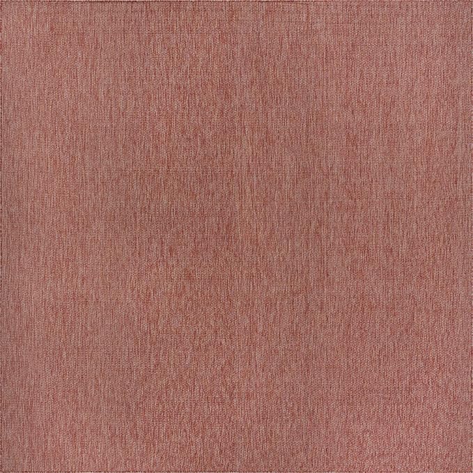 Unique Loom Collection Casual Transitional Solid Heathered Indoor/Outdoor Flatweave Area Rug (13' Square, Rust Red/Beige) - Image 2