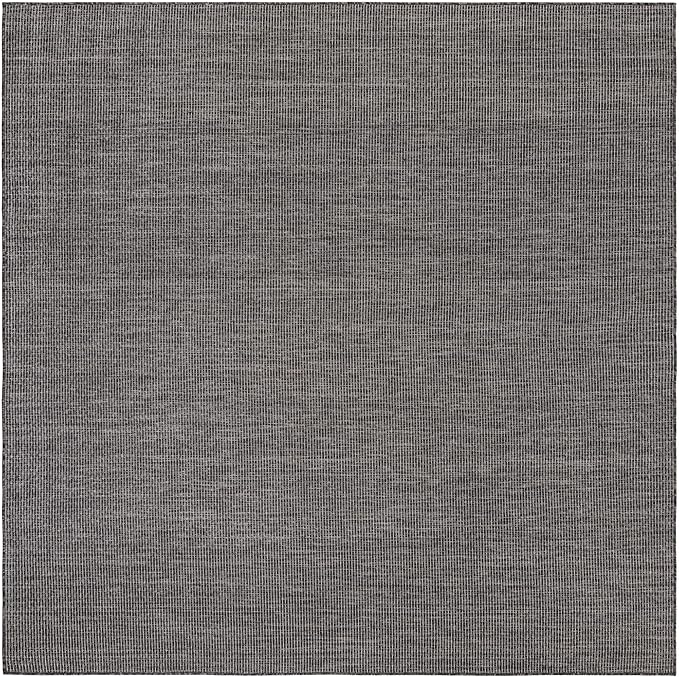 Unique Loom Outdoor Solid Collection Area Rug (7' 10" Square Black/Ivory) - Image 3