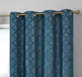 HLC.ME Versailles Lattice Flocked 100% Complete Blackout Thermal Insulated Window Curtain Grommet Panels - Energy Savings & Soundproof - For Living Room & Bedroom, Set of 2 (50 x 72 inches, Teal Blue) by HomeLinenCollections