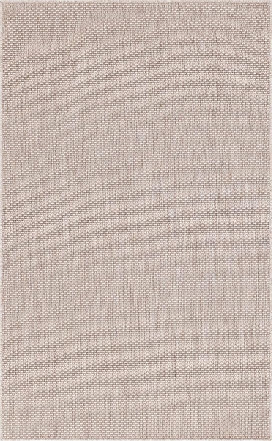 Unique Loom Collection Casual Transitional Solid Heathered Indoor/Outdoor Flatweave Area Rug (5' 1" x 8' Rectangle, Beige/Ivory) - Image 9