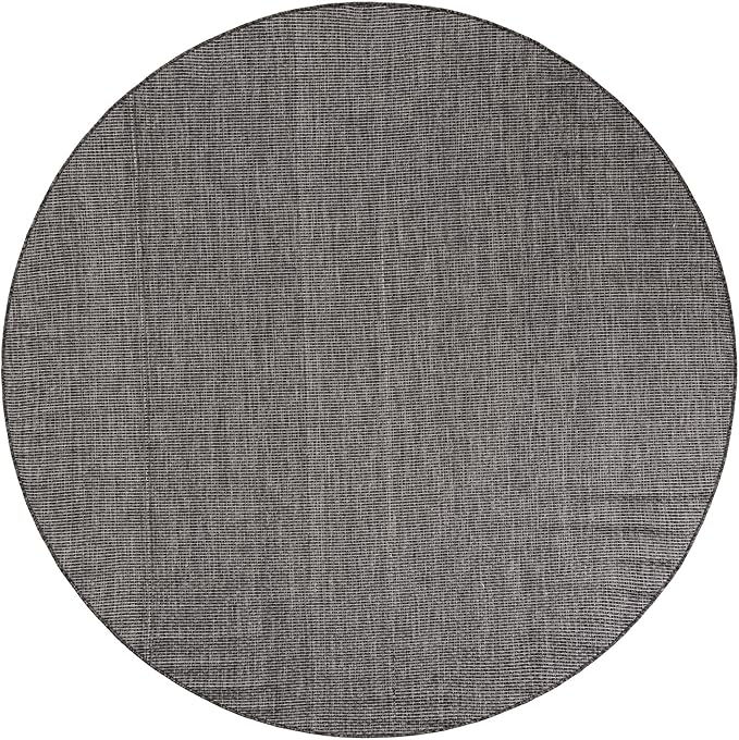 Unique Loom Outdoor Solid Collection Area Rug (7' 10" Round Black/Ivory) - Image 3