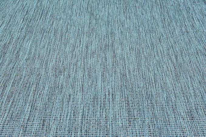 Unique Loom Collection Casual Transitional Solid Heathered Indoor/Outdoor Flatweave Area Rug (8' x 11' 4" Rectangle, Teal/Navy Blue) - Image 6