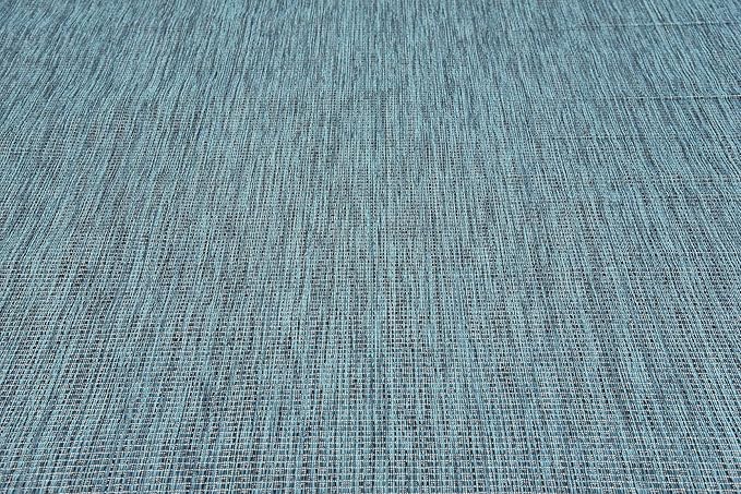 Unique Loom Collection Casual Transitional Solid Heathered Indoor/Outdoor Flatweave Area Rug (9' x 12' Rectangle, Teal/Navy Blue) - Image 7