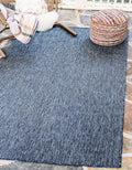 Unique Loom Collection Casual Transitional Solid Heathered Indoor/Outdoor Flatweave Area Rug (5' 3" x 8' Rectangle, Blue/Navy Blue) by UniqueLoom