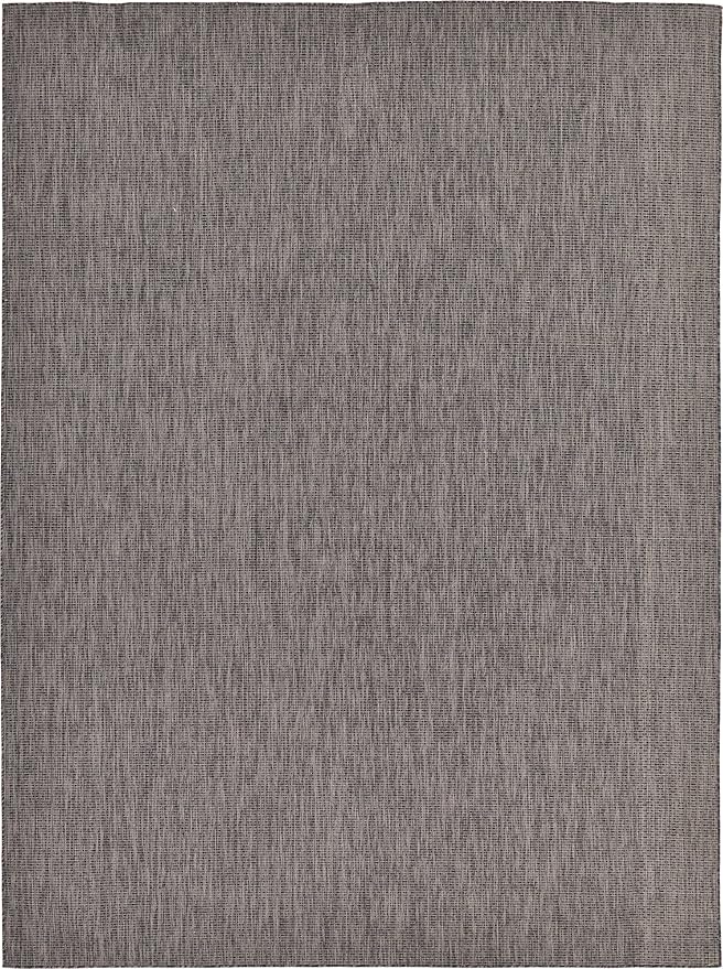Unique Loom Collection Casual Transitional Solid Heathered Indoor/Outdoor Flatweave Area Rug (9' x 12' Rectangle, Black/Ivory) by UniqueLoom